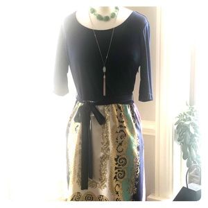 Silk dress with tie waist